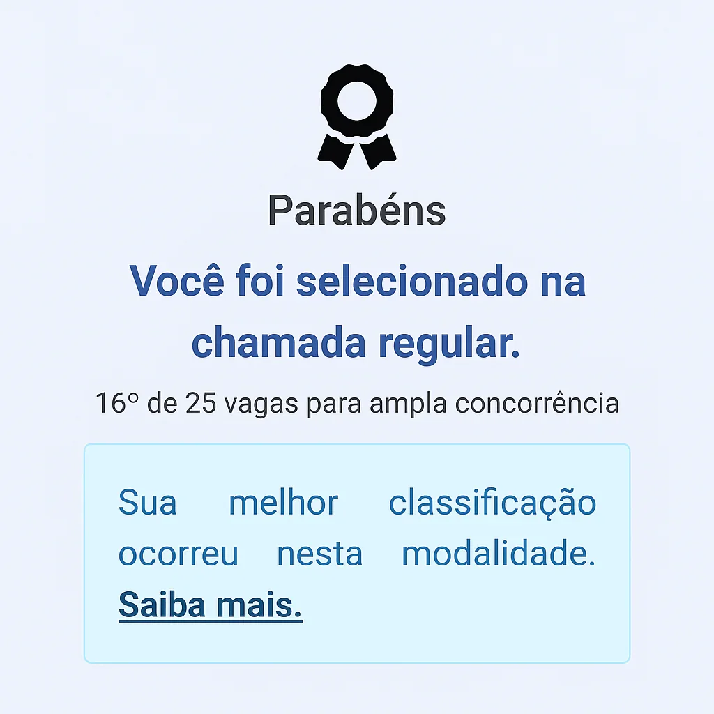 Você foi selecionado na chamada regular